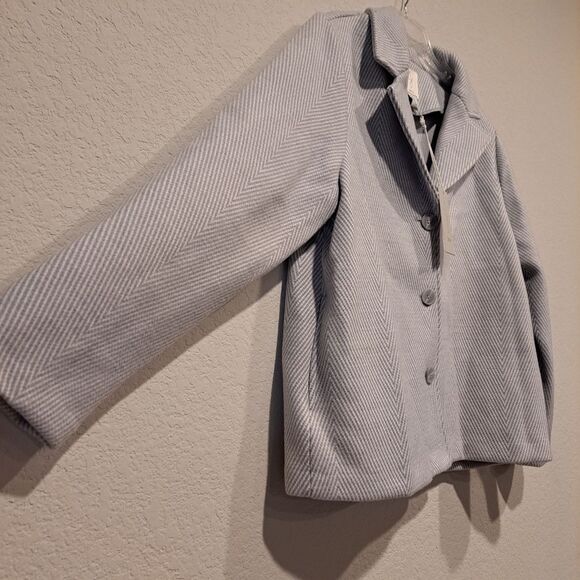 Joie Wool Blend Pea Coat Chevron Light Blue Collar 3 Buttons Outerwear sz XL - Picture 11 of 14